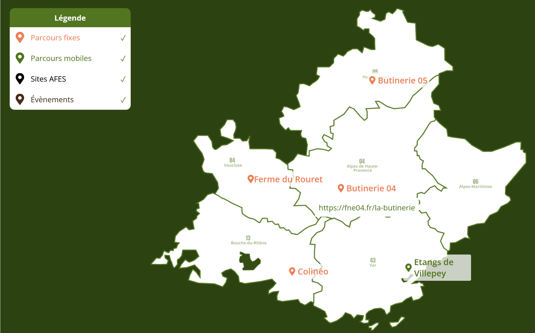 carte parcours en région