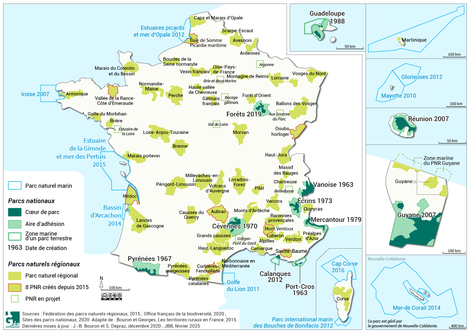 carte des parcs nationaux et naturels régionaux en France