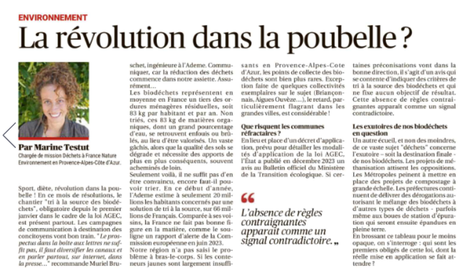 Article La Provence janvier 2024