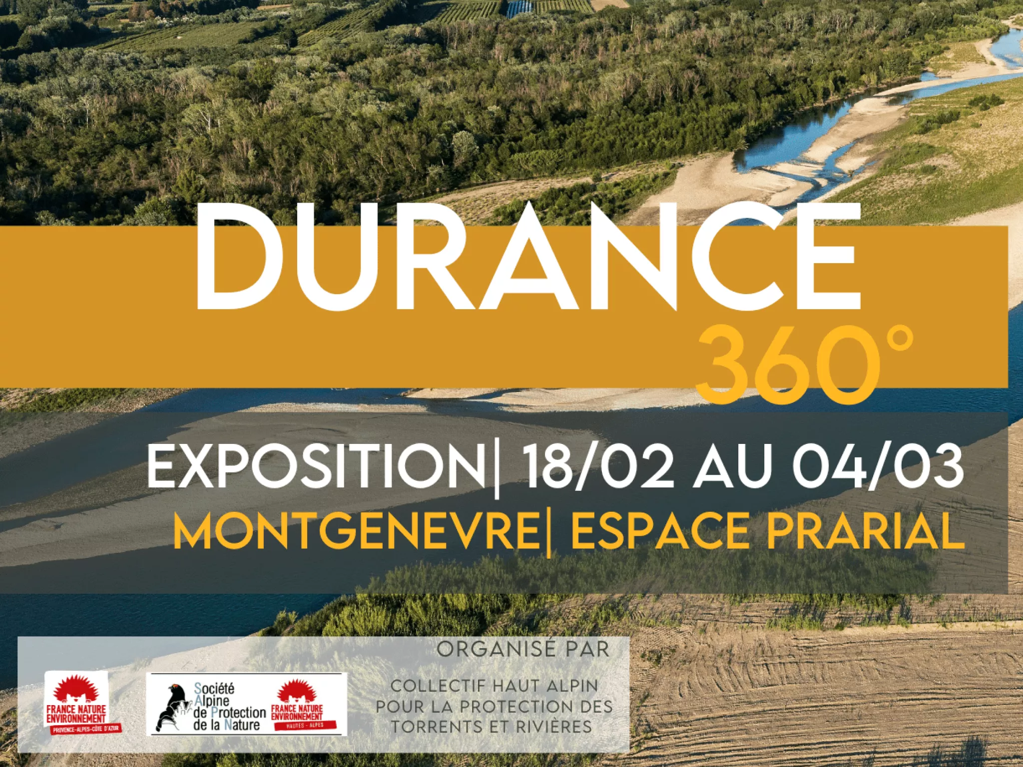 Vue aérienne de la Plaine de la Durance et info pratiques relatives à l'expo.