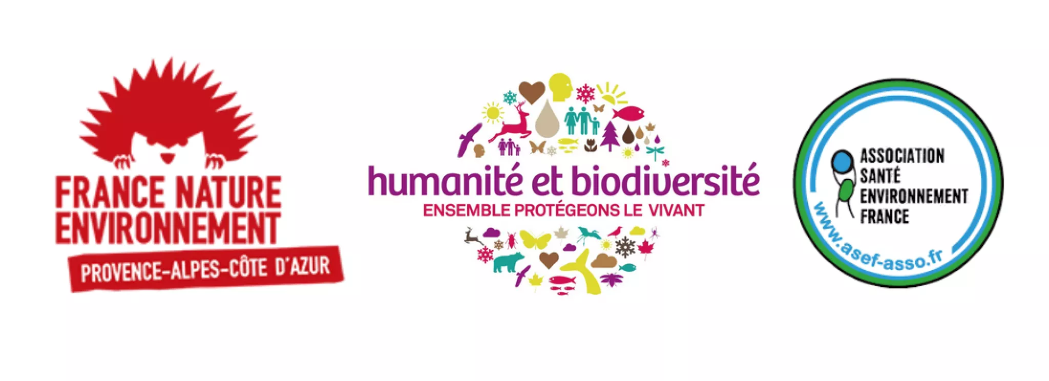 logos ASEF, humanité biodiv et FNE PACA